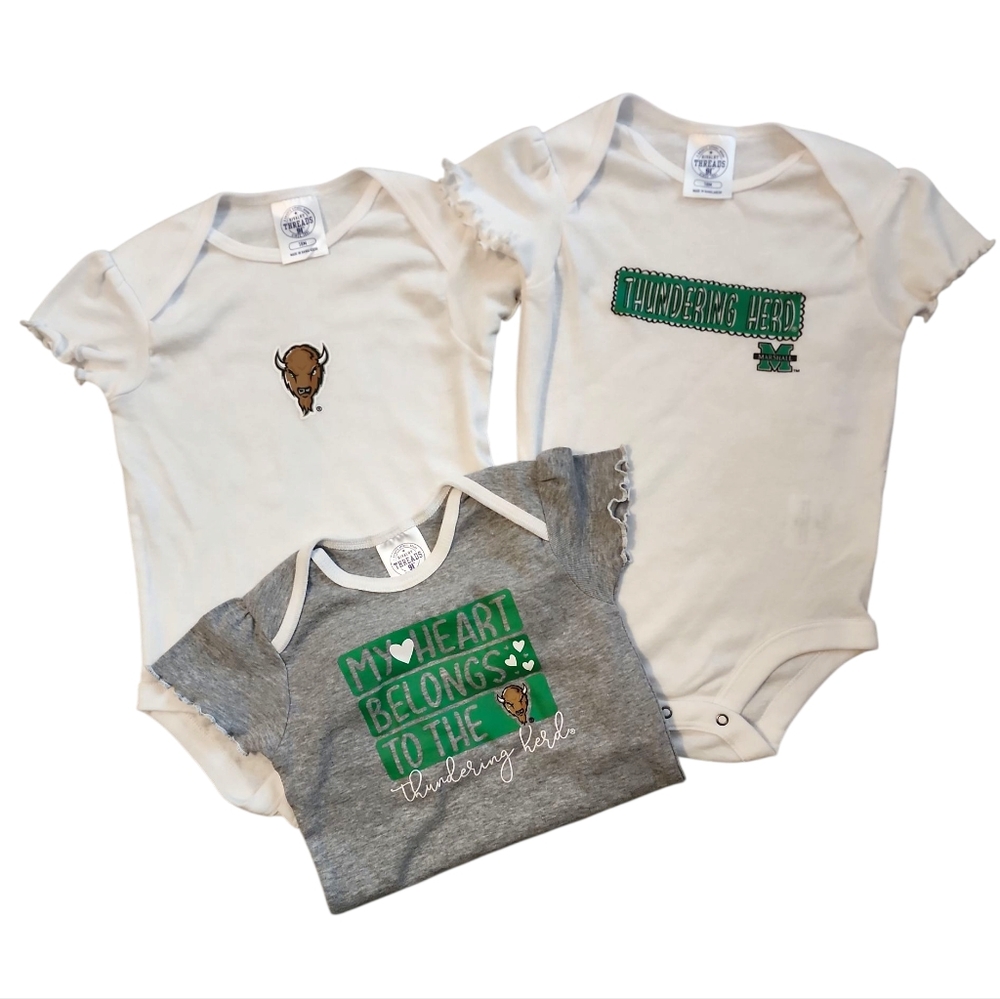 Marshall University Kids One Ruffle Bodysuit Set - 18 Months NWOT